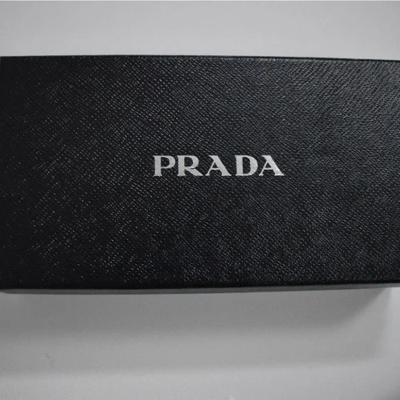 Prada Blue Wallet with Gold Accents